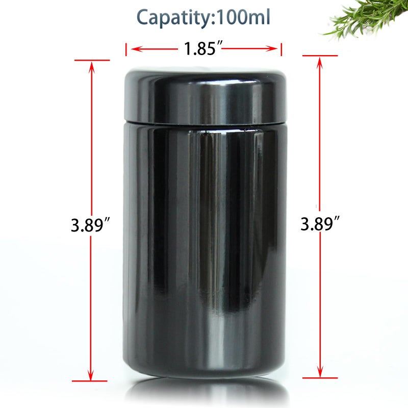 Matoolser Black Glass Airtight Storage Container Jar 100ml with UV Protection for Spice Coffee - Image 3