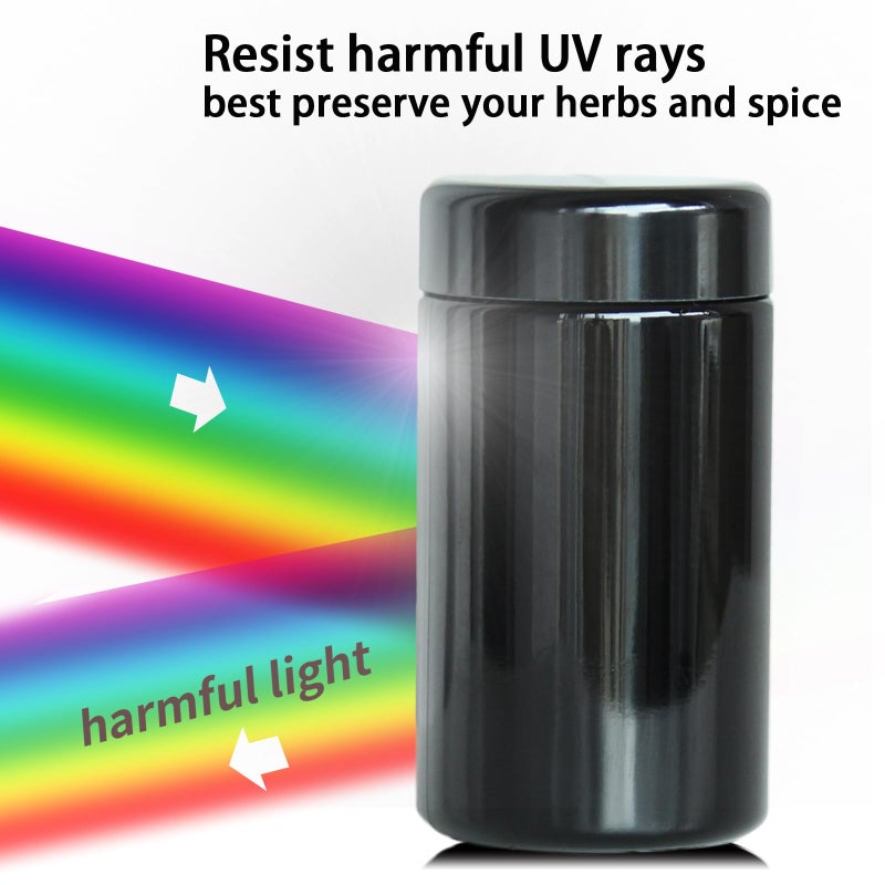Matoolser Black Glass Airtight Storage Container Jar 100ml with UV Protection for Spice Coffee - Image 2
