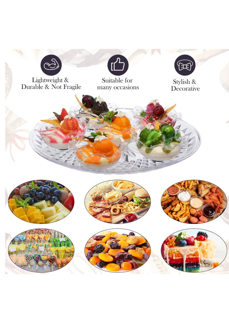 10 Pcs Round Serving Platter, Reusable Acrylic Crystal Flan Plate Plastic Tray Clear Round Serving Tray for Food Cake Cookie Fruits Birthday Wedding Party (10 Inch) - Image 3