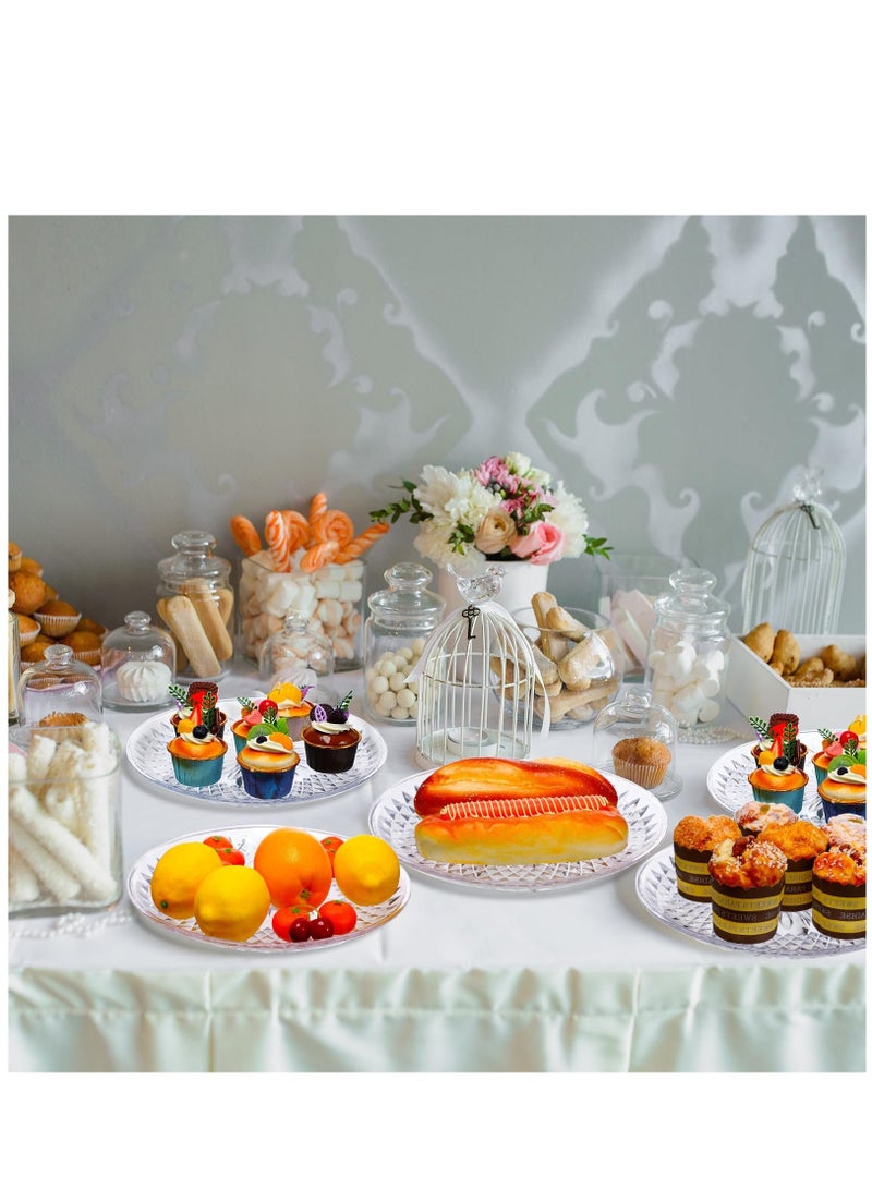 10 Pcs Round Serving Platter, Reusable Acrylic Crystal Flan Plate Plastic Tray Clear Round Serving Tray for Food Cake Cookie Fruits Birthday Wedding Party (10 Inch) - Image 5