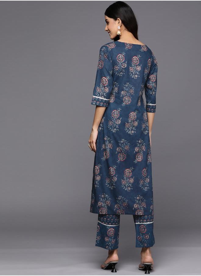 Libas All-Over Print Gotta Patti Kurta and Mid Rise Trousers Set by Styli  - Image 3