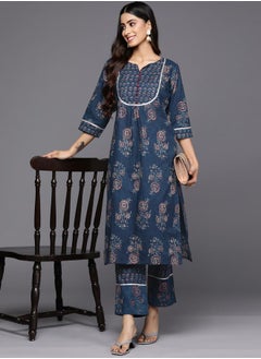 Libas All-Over Print Gotta Patti Kurta and Mid Rise Trousers Set by Styli  - Image 1