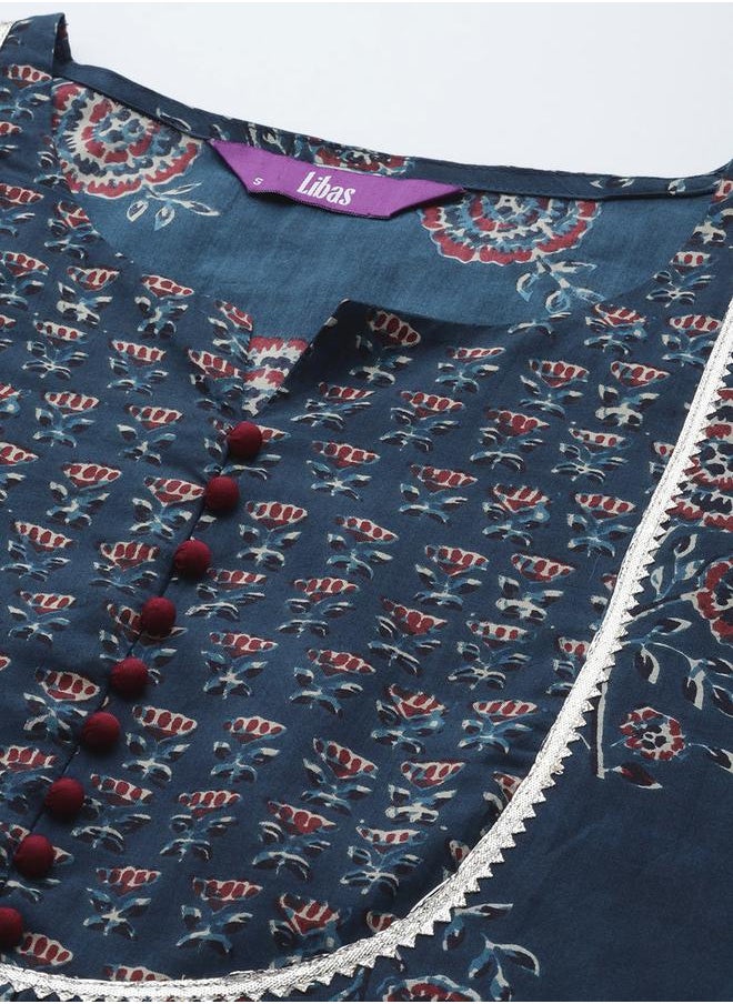 Libas All-Over Print Gotta Patti Kurta and Mid Rise Trousers Set by Styli  - Image 4