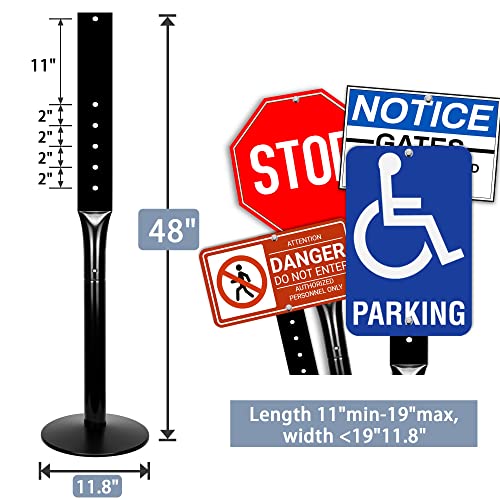 STANDNEE Parking Sign Post 48" Heavy Duty Sign Stand Cast Iron Sign Base, Movable Parking Sign Stand for Hanging Signs (Black-15Lbs-1Pack) - Image 3