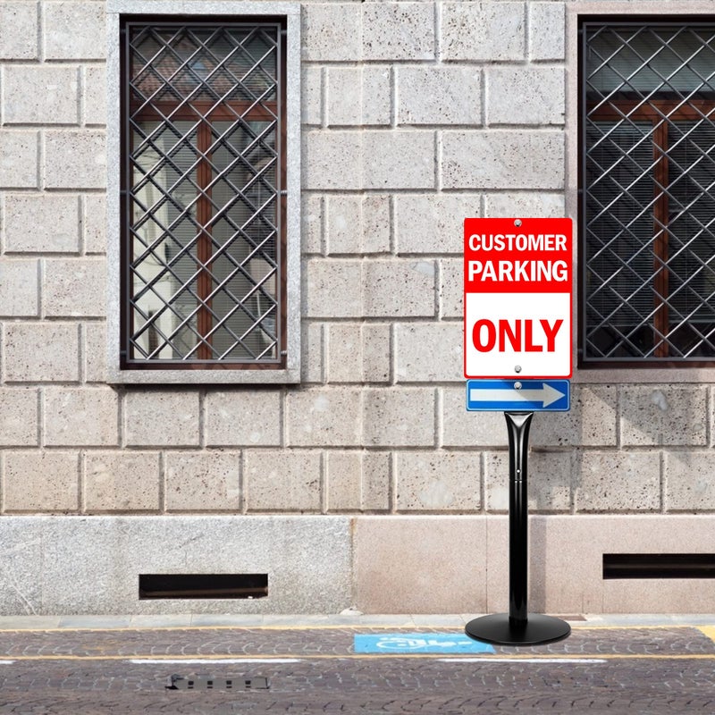 STANDNEE Parking Sign Post 48" Heavy Duty Sign Stand Cast Iron Sign Base, Movable Parking Sign Stand for Hanging Signs (Black-15Lbs-1Pack) - Image 2