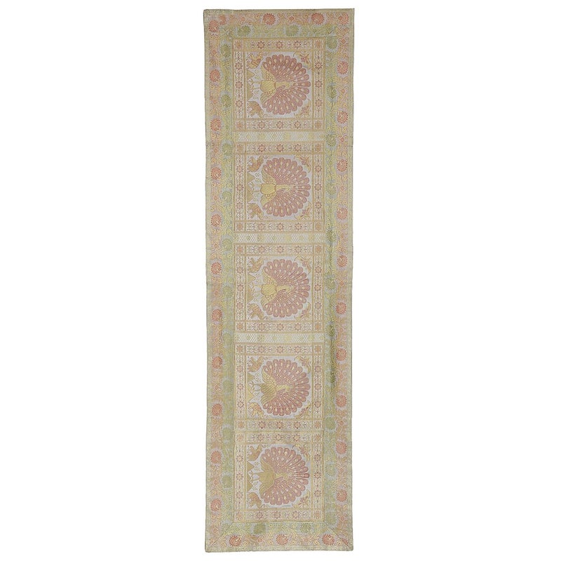 E - Ezra E Ezra Christmas Diwali Room Decor Gift Gold Banarasi Brocade Silk Table Runner for Dining Table 6 4 Seater Peacock Centre Table Top Rectangle 60x16 Inches 152x40 cm Grey 1 - Image 5
