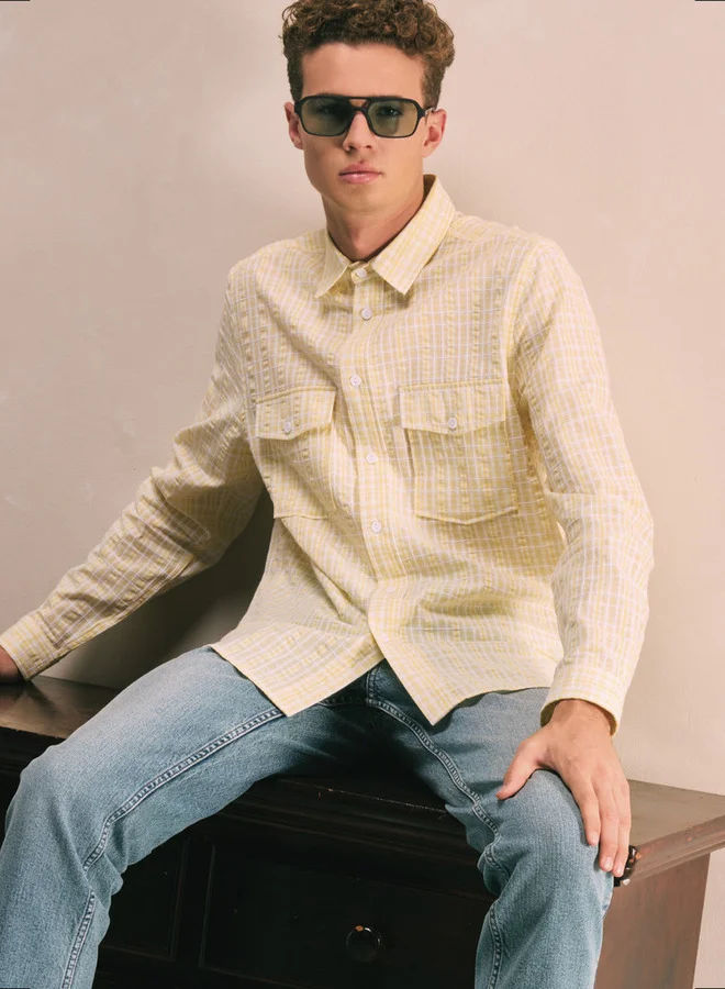 Lee Cooper Checked Shirt with Front Pockets