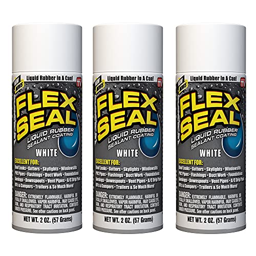 Flex Seal Mini, 3-Pack, White, Stop Leaks Instantly, Waterproof Rubber Spray On Sealant Coating, Travel Size, Perfect for Gutters, Wood, RV, Campers, Roof Repair, Skylights, Windows, and More - Image 1