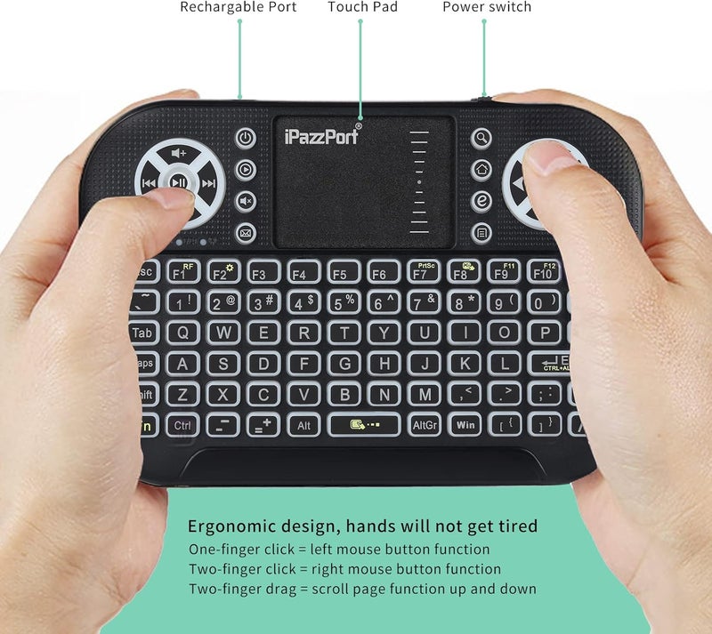 iPazzPort (Upgrade Mini Bluetooth Keyboard with Touchpad Mouse,Portable 2.4G Wireless Keyboard with Backlit for Fire TV Stick/PC/Smart TV/Windows/Laptop/Phone/Mac/Android TV Box and More - Image 3
