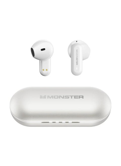 Monster XKT25 Wireless Bluetooth Earbuds Gaming Headphones Deep Bass Low Latency Game Headset with Built-in Microphone For Gaming Noise Canceling Headsets White