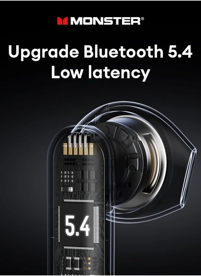 Monster - Monster XKT25 Wireless Bluetooth Earbuds Gaming Headphones Deep Bass Low Latency Game Headset with Built-in Microphone For Gaming Noise Canceling Headsets White - Image 1