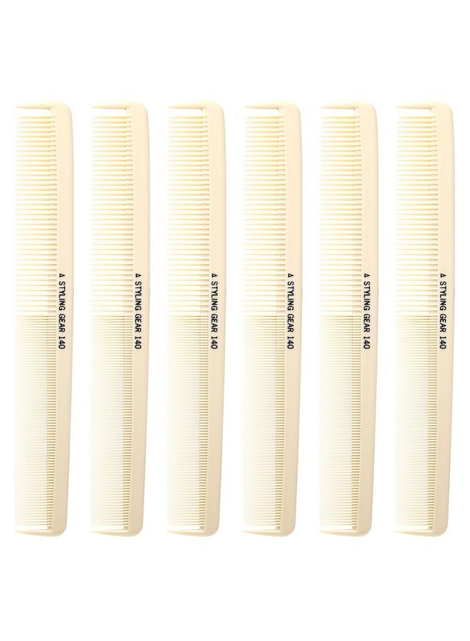 Styling Gear 140 Extra Large Barber Combs Hair Stylist Salon And Barbershop Parting Combs For Braiding Wide And Fine Teeth Hair Cutting Ivory Comb Set 6 Pc. - Image 1