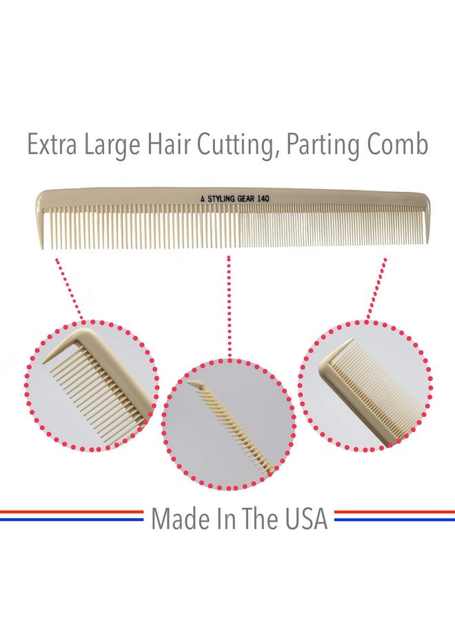 Styling Gear 140 Extra Large Barber Combs Hair Stylist Salon And Barbershop Parting Combs For Braiding Wide And Fine Teeth Hair Cutting Ivory Comb Set 6 Pc. - Image 5