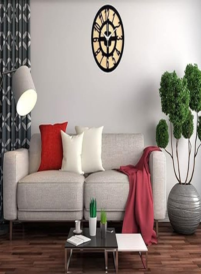 CLOCK HUB Wooden Black Circle Wall Clock for Home Decor - Stylish Vintage MDF Clock (Black Circle-03) - Image 4