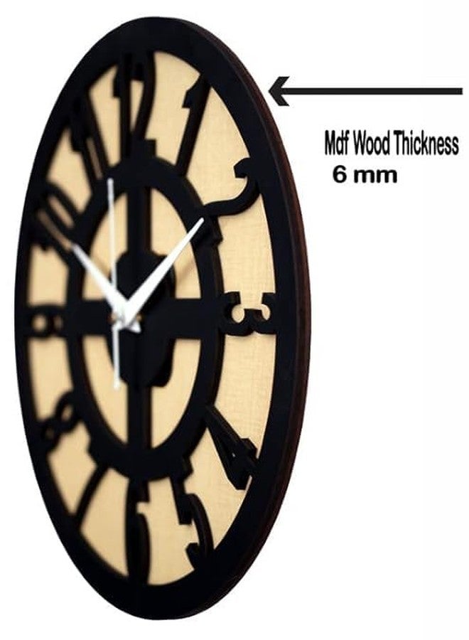 CLOCK HUB Wooden Black Circle Wall Clock for Home Decor - Stylish Vintage MDF Clock (Black Circle-03) - Image 3