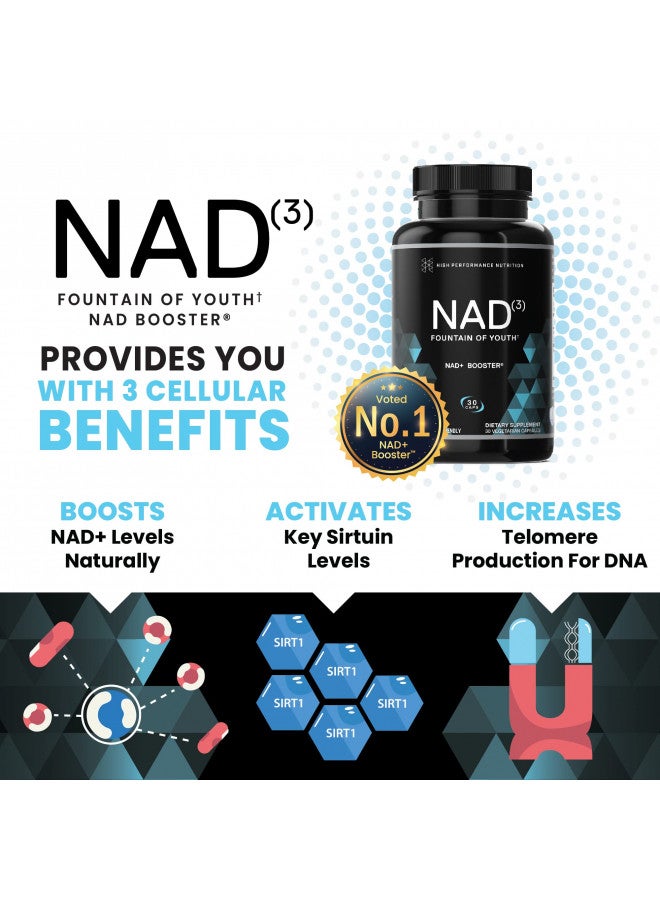 HPN NAD+ Booster Nicotinamide Riboside Alternative (NAD3) for Men & Women | Anti Aging NRF2 Activator, Superior to NADH Natural Energy Supplement for Longevity & Cellular Health, 30 Veggie Pills
