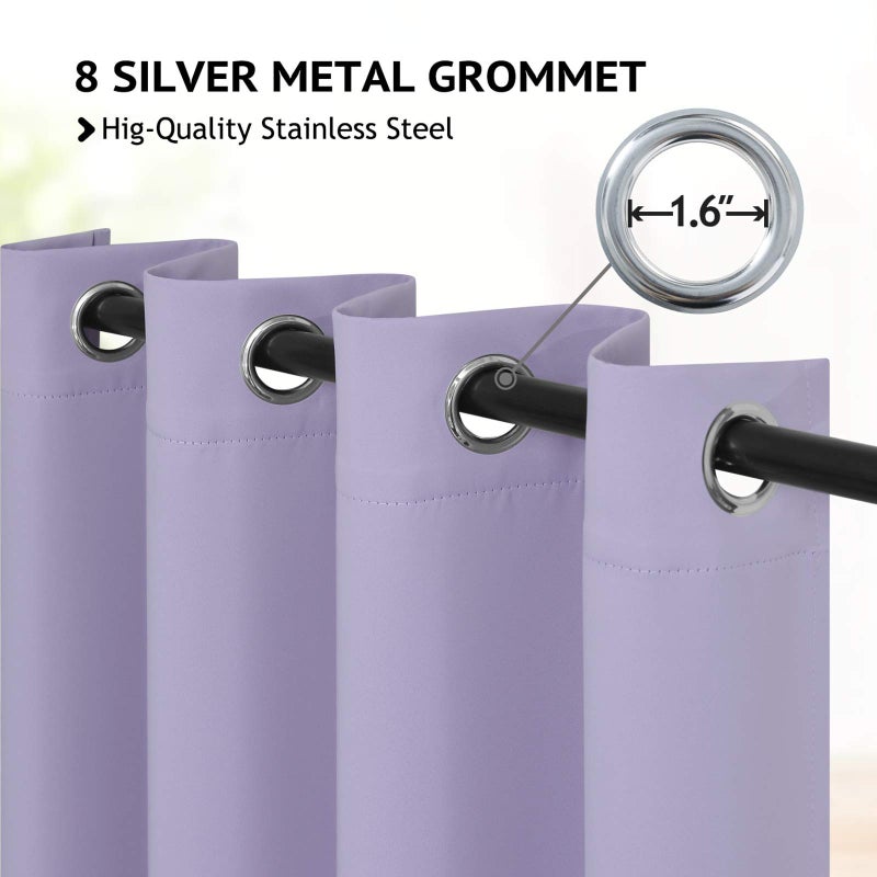 COSVIYA Grommet Room Darkening Curtains 84 inch Length 2 Panels,Thick Polyester Light Blocking Insulated Thermal Window Lilac Curtain Drapes for Bedroom/Living Room,52x84 inches - Image 2