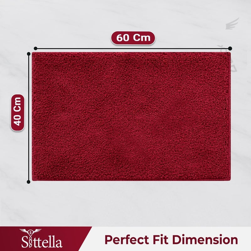 SITTELLA® Pack of 2 Premium 2000 GSM Microfiber Bathroom Mats (40x60 cm) | Ultra Soft Plush Bath Rug | Anti-Skid Backing | Super Water Absorbent & Quick Dry | Washable Bath Mat for Shower| Maroon - Image 2