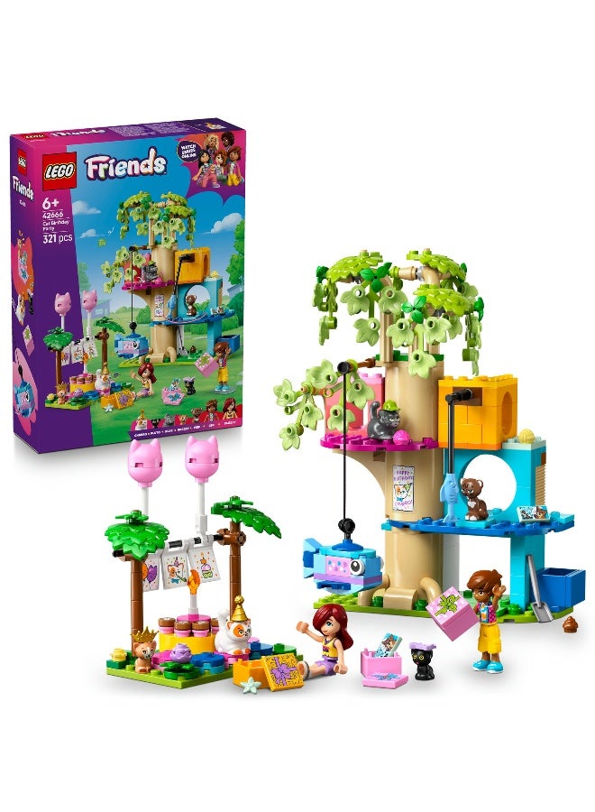 LEGO Friends Cat Birthday Party & Tree House 42666 Building Set (321 Pieces) - Image 1