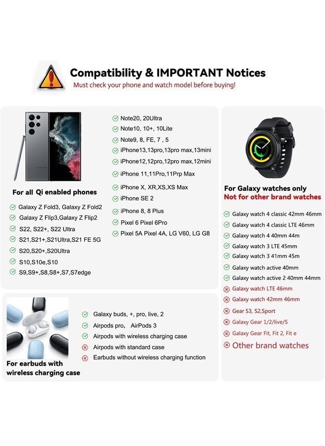 leQuiven - 3 in 1 Wireless Charger Samsung for Samsung, Android Charging Station for Samsung Z Fold5/Z Flip5/S23 Ultra/S22 Ultra and Multiple Devices, Galaxy Watch Charger for Galaxy Watch 6/5/5 Pro, Galaxy Buds - Image 1