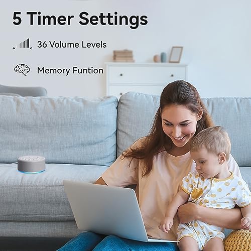 Hushing Sound Machine Night Light White Noise Brown Noise Machine 30 Non Looping Sounds 12 Lights 5 Timers 36 Adjustable Volume Memory Function Sleep Sounds Machine for Baby Kids Adult & Home Office Travel - Image 4