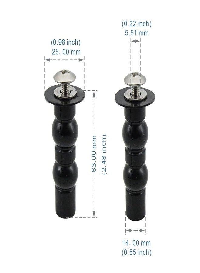 Lychee Light Toilet Seat Hinge Screw 2 Pack,Compatible with TOTO Toilet,Expanding Rubber Bolt Top Nuts Set for Top Mount Toilet Seat Tightening Kit Replacement (Black Rubber Screws-2PACK) - Image 2