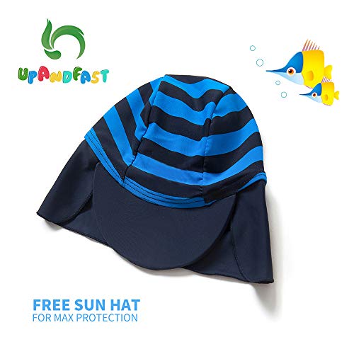 upandfast Baby Boy Long Sleeve Rashguard Baby Beach One-Piece Swimsuit (Navy, 9-12 Months) - Image 3