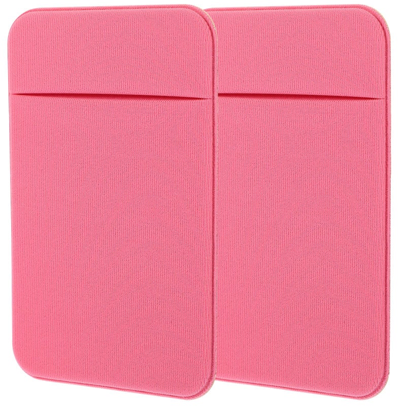 2Pcs Pink Elastic Sticky Wallet Phone Back Pocket Holder for Credit Cards Travel - Image 2