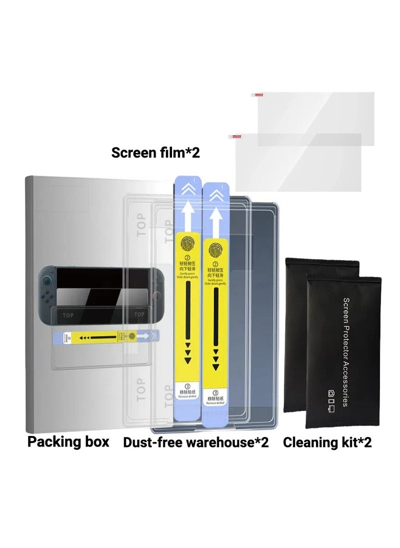 Set 2 Folio screen protectors for Nintendo Switch 2, automatic installation in 15 seconds, Easy Install Kit, Tempered Glass 9H, HD, 2.5 D, anti-fingerprint