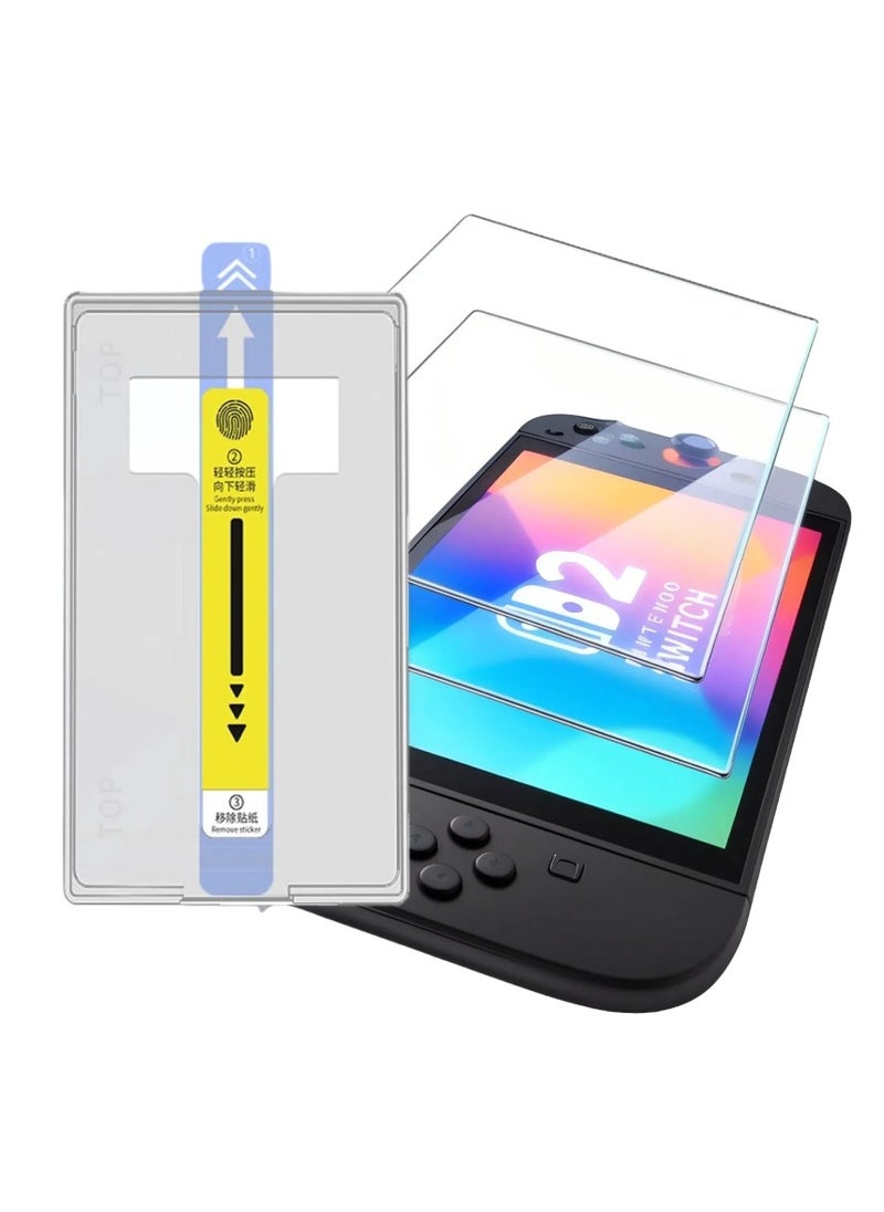 Set 2 Folio screen protectors for Nintendo Switch 2, automatic installation in 15 seconds, Easy Install Kit, Tempered Glass 9H, HD, 2.5 D, anti-fingerprint