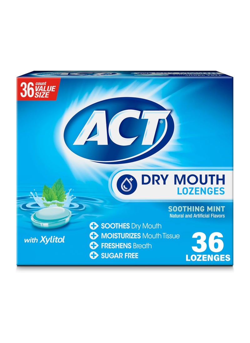 ACT ACT Dry Mouth Lozenges With Xylitol, Soothing Mint, 36 Count 
