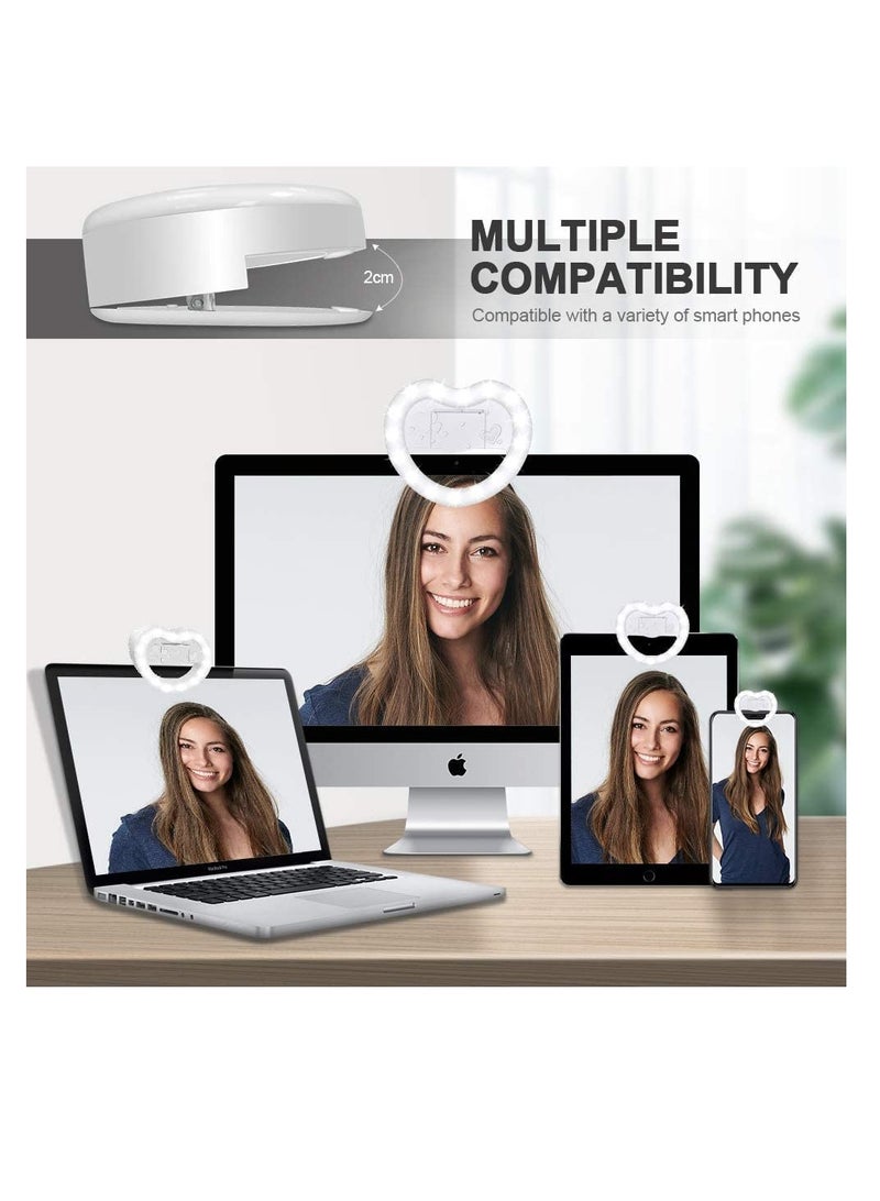 KASTWAVE Selfie Ring Light 40 LED Dimmable Ring Light Clip-on Phone Ring Light 3 Light Color 3 Level Brightness Universal Selfie Light for Phone Laptop YouTube Video Makeup Beauty Live Fill Light(Heart)  - Image 5