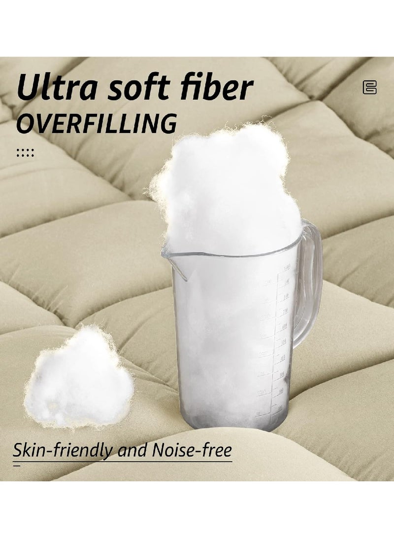 Machine Washable All Seasons Queen Comforter, Cool Down Alternative Quilted Down Comforter Core With Corner Tags – Beige - Image 3