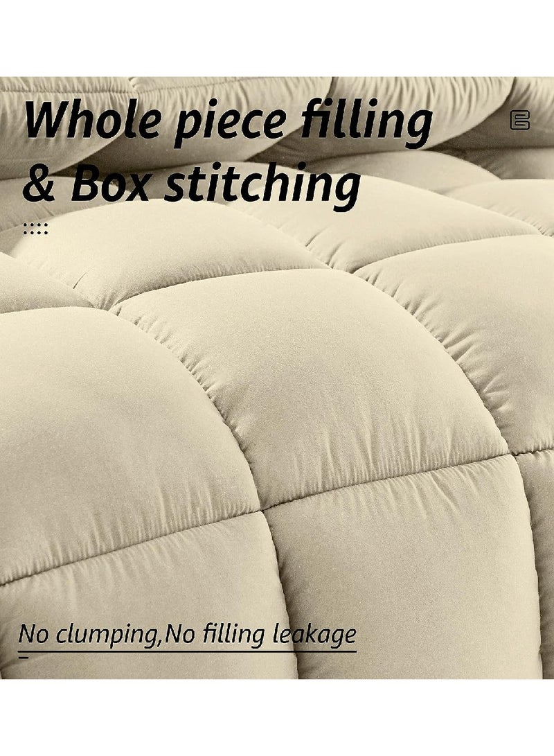 Machine Washable All Seasons Queen Comforter, Cool Down Alternative Quilted Down Comforter Core With Corner Tags – Beige - Image 2