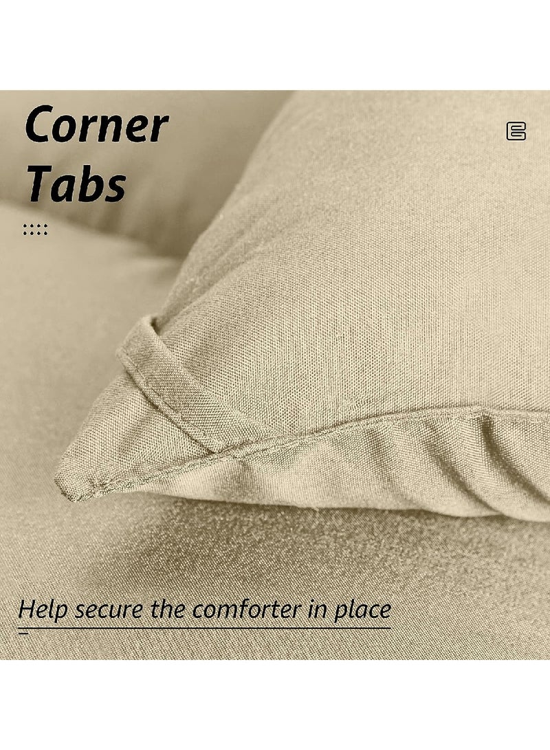 Machine Washable All Seasons Queen Comforter, Cool Down Alternative Quilted Down Comforter Core With Corner Tags – Beige - Image 4