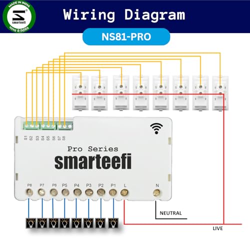 Smarteefi WiFi 8 Node Smart Switch (PRO-SERIES), Retrofit Smart Switch, Works with existing switches, No hub required, Compatible with Alexa and Google Home (PRO-SERIES) 230 Volts, 2_way, toggle - Image 4