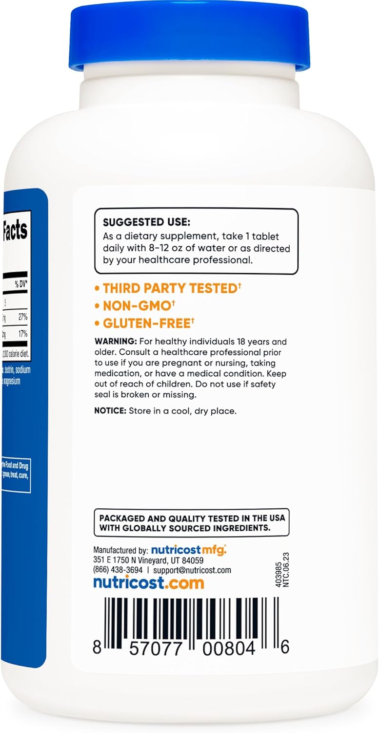 Nutricost أقراص نوتريكوست كلوريد الصوديوم 1000 ملغ 240 قرص أقراص ملح خالية من الكائنات المعدلة وراثيًا وخالية من الغلوتين - Image 3