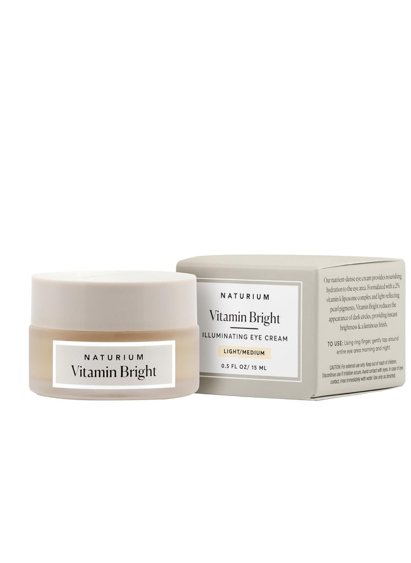 NATURIUM Naturium Vitamin Bright Illuminating Eye Cream, Under Eye Repair Cream for Dark Circles, with Vitamin K, Phyto-Complex, & Mineral Pigments, Light/Medium, 0.5 oz  - Image 1