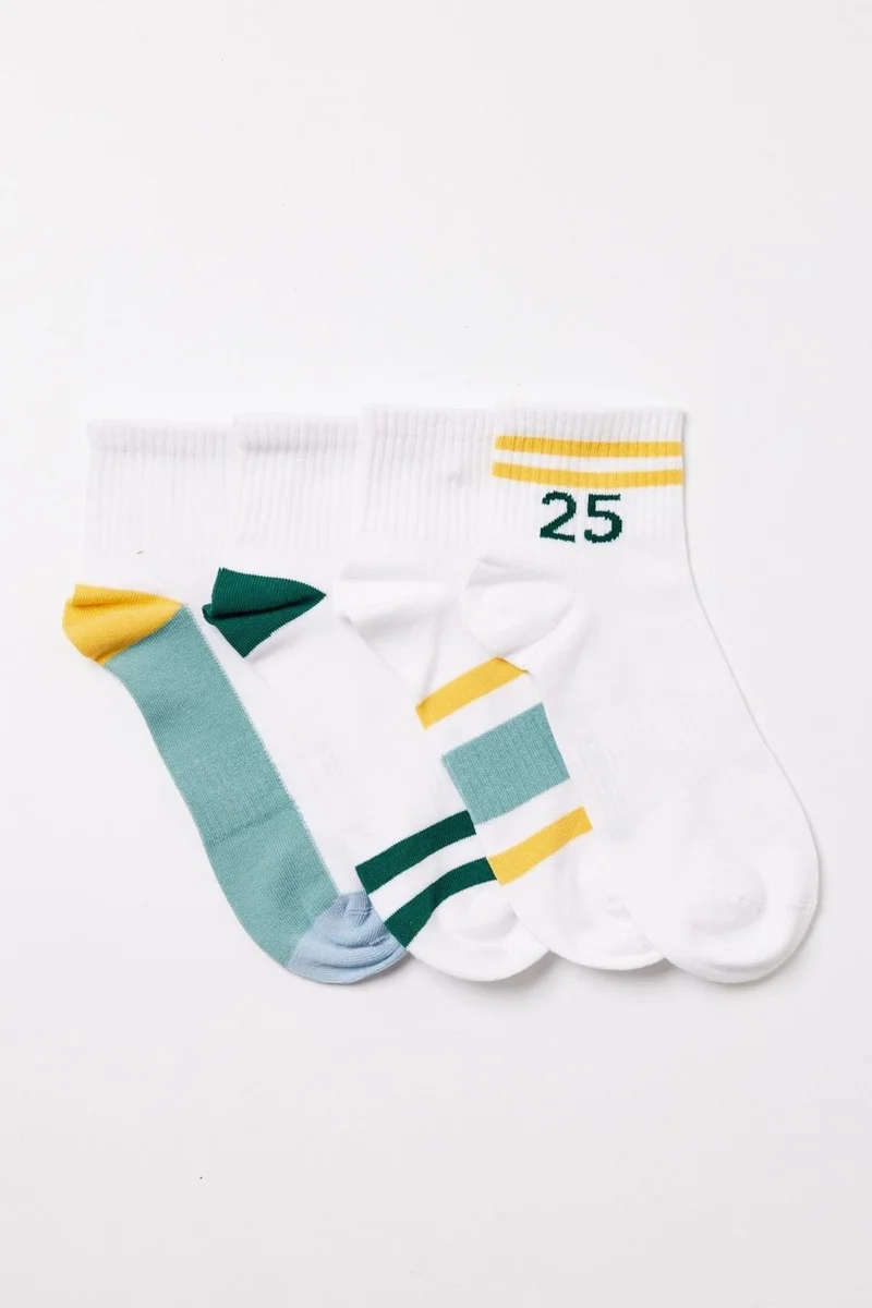 Katia&Bony Men's 4-Piece Booties Socks with Number Detail