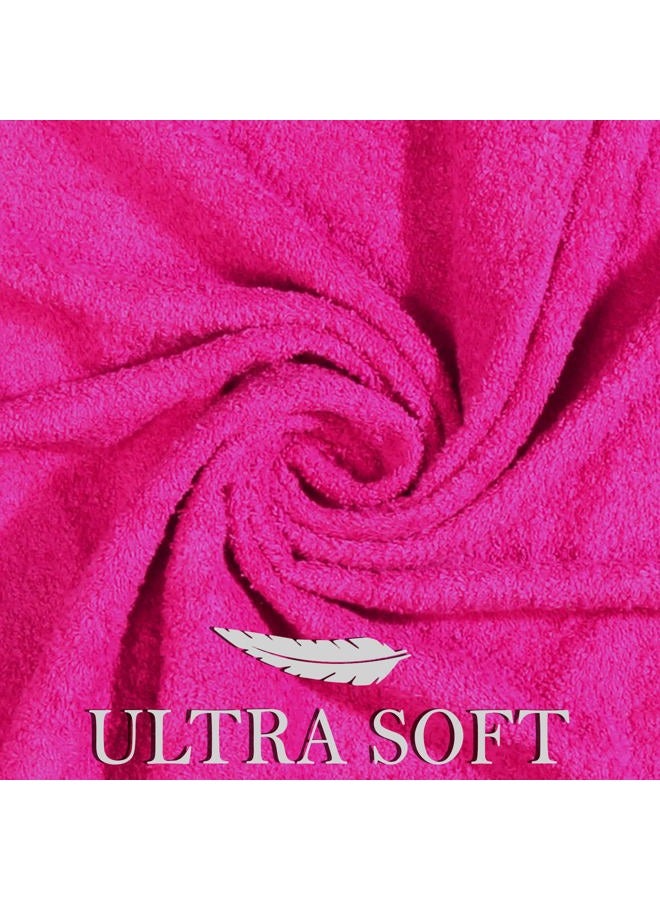 CRAFTBERRY Bath Towels Set -100% Cotton - 2 Bath, 2 Hand & 2 Washcloths - Large, Thick, Fluffy, Absorbent, Quick Dry, Soft & Plush - 6 Piece Luxury Bathroom Towels - Hot Pink/Dark Pink/Fuchsia - Image 4