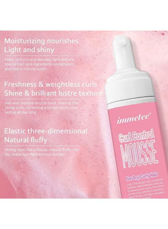 Immetee Curl Hair Control Mousse Non Sticky Moisturizing Nourishing Repairing Curl Hair Foam Mousse for Hair Styling Volumizing and Against Frizz Professional Design for Curl Hair 200ml - Image 4