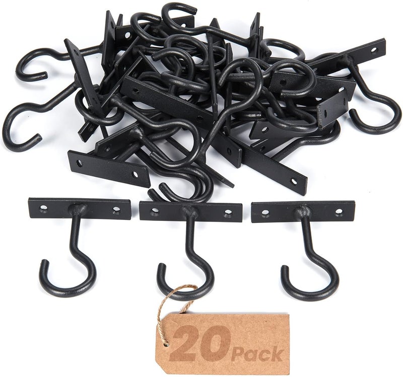 QTJUST Ceiling Hooks for Hanging Plants 20Pcs Black - Image 1