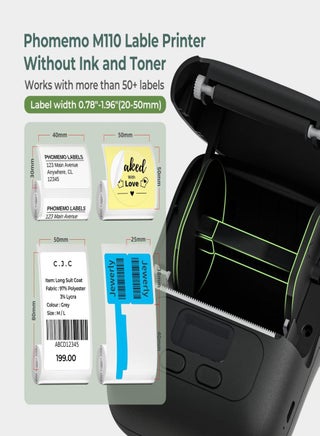 M110 Label Maker Portable Bluetooth ,Thermal Label Maker Printer Inkless Printing for Labels, Stickers, Images, QR Codes, Compatible with Android & iOS System, with 1pack 40×30mm Label(Black) - view 4