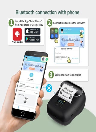 M110 Label Maker Portable Bluetooth ,Thermal Label Maker Printer Inkless Printing for Labels, Stickers, Images, QR Codes, Compatible with Android & iOS System, with 1pack 40×30mm Label(Black) - view 5