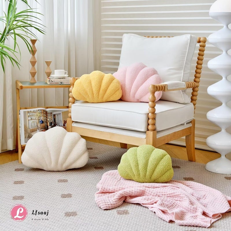 Lfsaaj Green Seashell Throw Pillows, Shell Shaped Throw Pillows, 13 Inch Soft Home Decorative Pillow Plush Cushion for Bed Couch Living Sofa Room Decor Accent Throw Pillow - Image 5