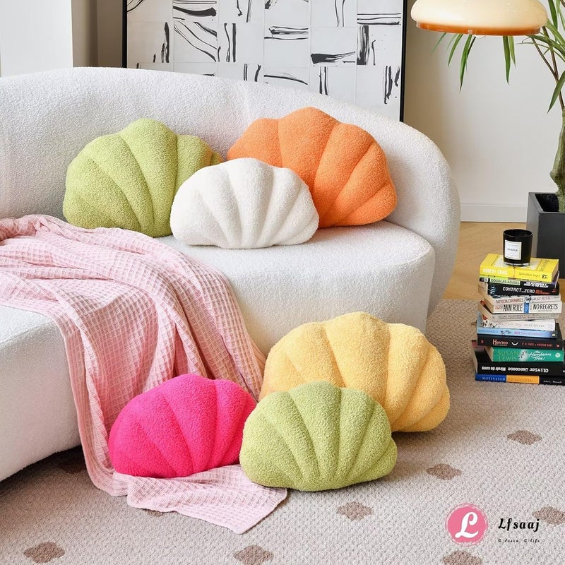 Lfsaaj Green Seashell Throw Pillows, Shell Shaped Throw Pillows, 13 Inch Soft Home Decorative Pillow Plush Cushion for Bed Couch Living Sofa Room Decor Accent Throw Pillow - Image 4