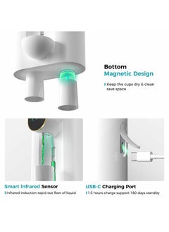 Hihonor Automatic Mouthwash Dispenser,3-Stage Adjustable,USB Rechargeable,Wall-Mounted for Tabletop Use,No Drilling Required,For Restrooms/Public Places(White)  - Image 3