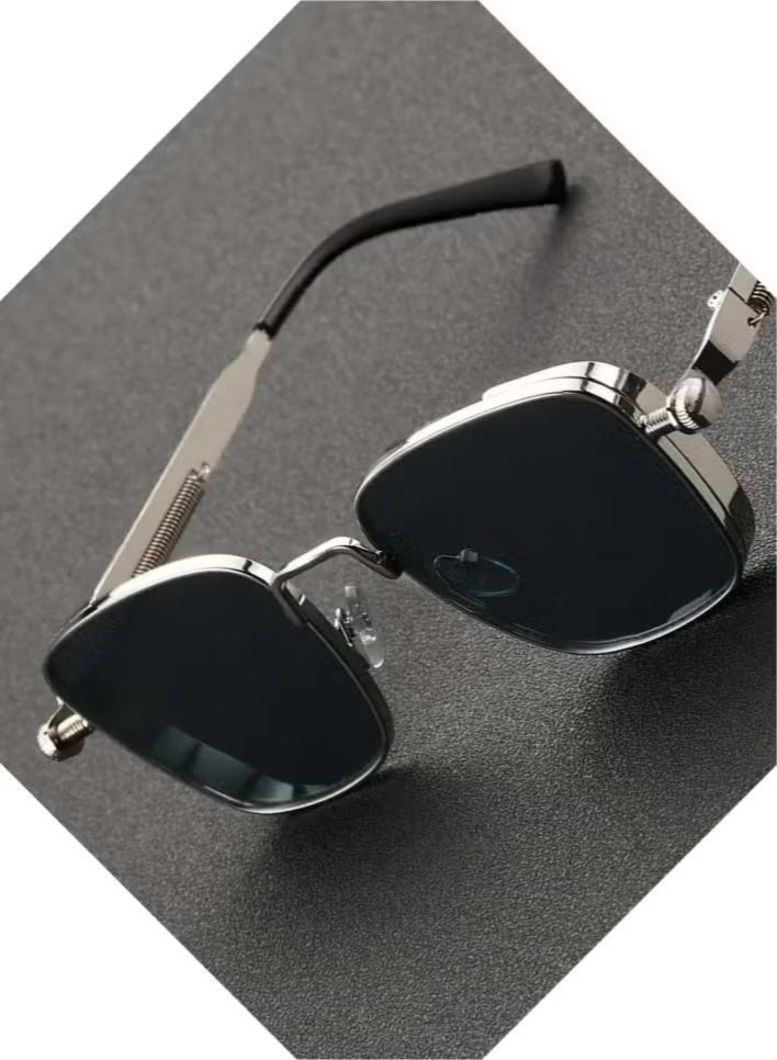 Retro Cool Steampunk Glasses - Golden Square Metal Frame Fashion Glasses For Men & Women, Outdoor Sports - Image 5