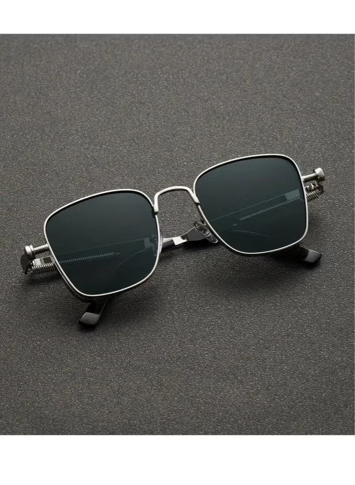 Retro Cool Steampunk Glasses - Golden Square Metal Frame Fashion Glasses For Men & Women, Outdoor Sports - Image 3