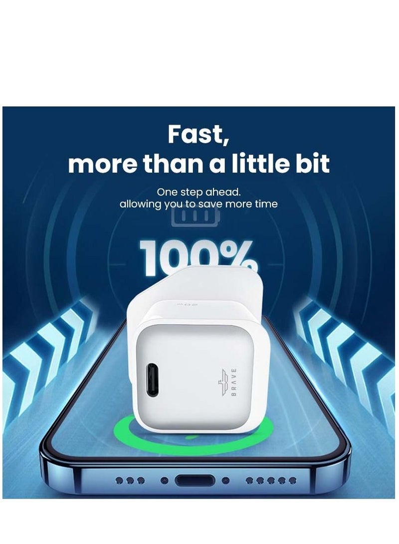 Brave 20W USB C Wall Charger Fast Charging Block, Dual Port PD & QC 3.0 Type C Charger Adapter for iPhone 16, 15, 14, 13, 12, 11 Pro Max, Samsung S25, S24, S23, S22 Ultra, iPad Pro, Google Pixel, Xiaomi, OnePlus, Oppo, Realme, Huawei  - Image 3